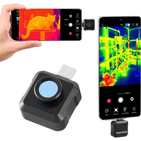 Mophorn Cámara térmica para Android, dispositivo infrarrojo con rango de temperatura de -20 a 550 °C, resolución IR de 160 x 120 y de 320 x 240 TISR, frecuencia de 25 Hz,fontanería y sistemas HVAC
