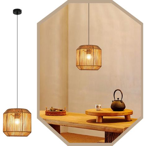 Pendelleuchte Esstisch Hängelampe Vintage - Pendellampe Esszimmer 1 Flammig Esstischlampe Hanfseil Laterne Design E27 Hängeleuchte für Schlafzimmer Wohnzimmer Flur(Glühbirne nicht enthalten)