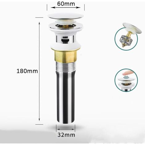 Bonde Lavabo avec Trop Plein Escamotable Panier Filtre Amovible Anti Obstruction Acier Inoxydable Brossé