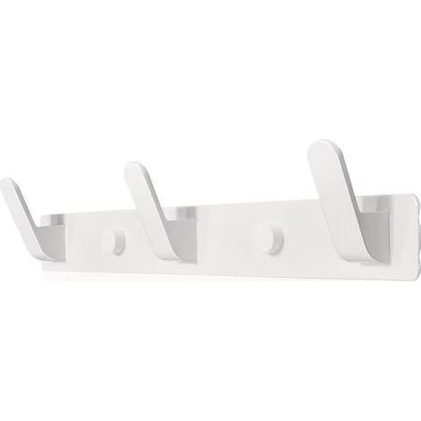 Wandgarderobe, weiße Garderobe mit 3 Haken, zwei Montagemöglichkeiten (mit Kleber oder Schrauben) für Eingangsbereich, Schlafzimmer, Badezimmer, Küche (1/3)