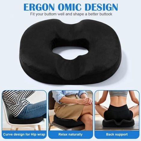 Coussin Donut - Mousse Memoire de Forme - Pour Protection Coccyx et Hemorroïdes - Bureau Voiture Fauteuil Roulant - 1 Piece (1/5)