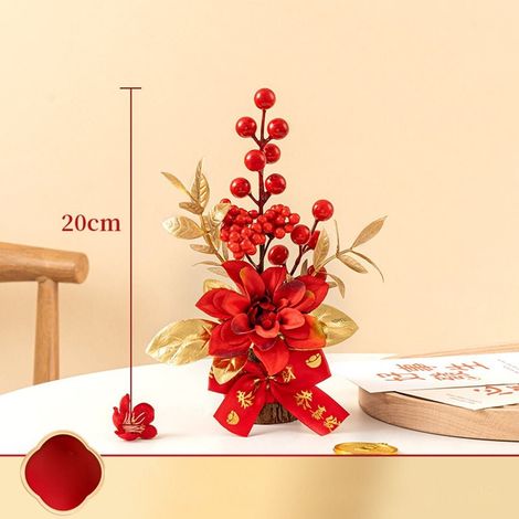 Branches Artificielles De Baies Rouges - Décoration Table Basse Pour Fêtes - Style Traditionnel Chinois - Lot De 1 (1/5)