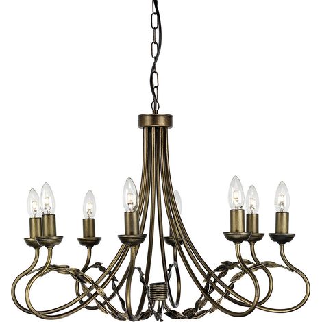Lampadario a candelabro Olivia nero oro 8xE14 60W Elstead