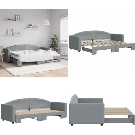 Sofá cama nido tela gris claro 80x200 cm - Sofá cama nido - Sofá cama 2 en 1