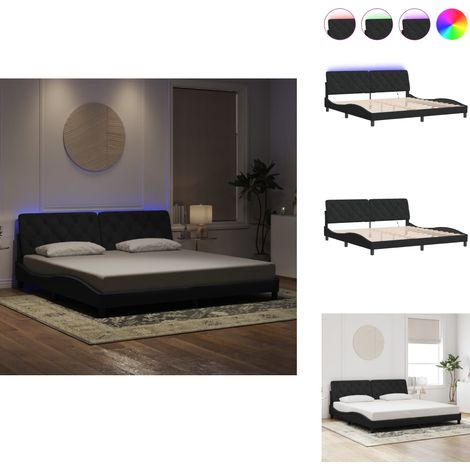 Cadre de lit avec lumières LED noir 200x200 cm velours - Cadre De Lit - Lit Avec Led - Lit Velours - Lit Design - Lit Double (1/5)
