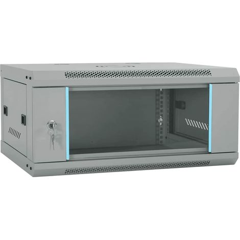 vidaXL Armoire réseau avec stockage Gris 60 x 35 x 28 cm Acier