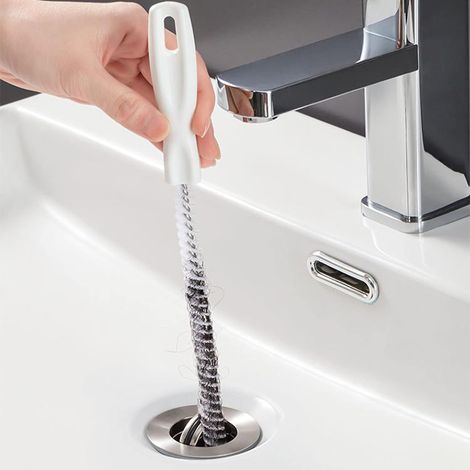 2 Pièces Brosse de Nettoyage de Drain D'égout, Flexible 45cm évier Brosse de Nettoyage pour Débouchage de Canalisation et Les Tuyaux, Vidange Drague Outil pour Salle de Bains Cuisine (2 Pièces) (1/5)