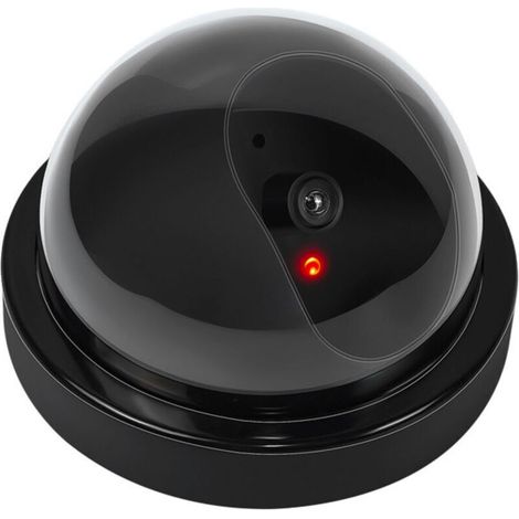 Telecamera di sicurezza finta con luce LED lampeggiante: design realistico, alimentazione a batteria, ideale per inganni e prevenzione.