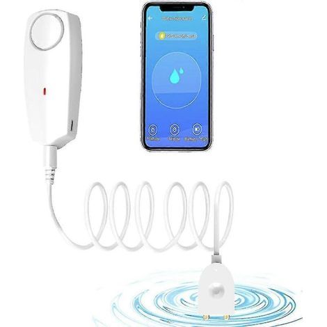 Capteur d'alarme d'eau, détecteur de fuites d'eau Wi-Fi, alertes de débordement et d'inondation, surveillance à distance (1/5)