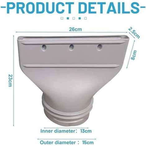 Adaptateur tuyau climatiseur mobile – Raccord plat pour tuyau d’échappement, compatible climatisation mobile – Installation rapide et solide pour solutions de climatisation et d'échappement (13/15cm) (1/4)