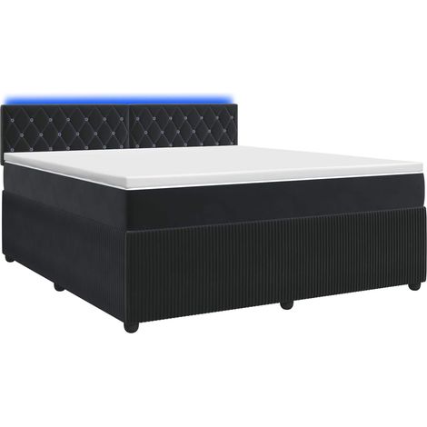 Lit boxspring avec matelas Noir 140 x 200 cm Velours (1/5)
