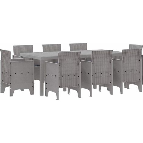 Maison Exclusive - Garten Essgruppe 9 pcs Hellgrau Polypropylen
