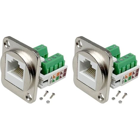 Adaptateur Panneau RJ45 2 Pièces Connecteur 8P8C Rallonge Sans Soudure Borne à Vis (1/4)