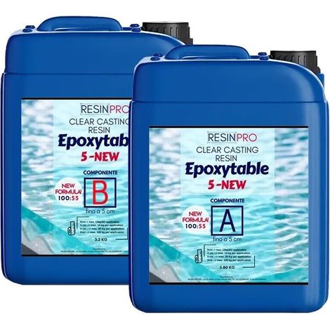 Resina epossidica trasparente epoxytable 5 colate fino a 5 cm da 9 kg resin pro (1/4)