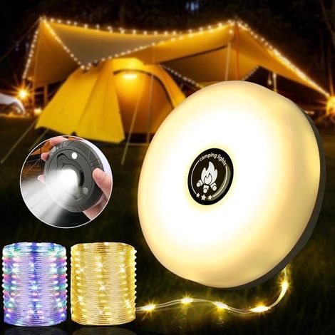Guirlande lumineuse LED rechargeable, portable, étanche et rétractable de 10 m, idéale pour le camping, les fêtes et la décoration de jardin. (1/5)