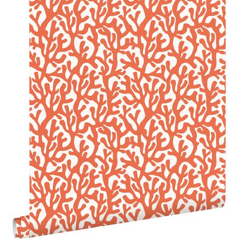 papier peint corail orange et blanc - ESTAhome (1/5)