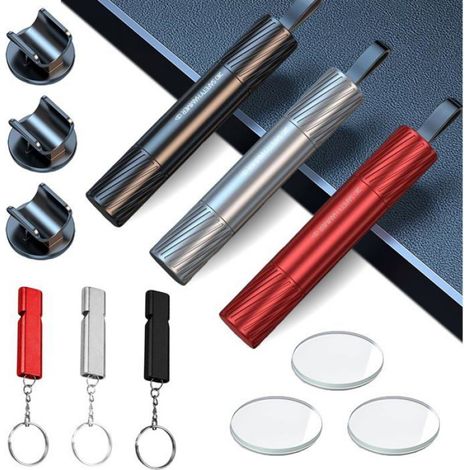 3 Marteau brise-vitre, pointe tungstène, coupe-ceinture acier, support fixation, urgence véhicule (1/5)