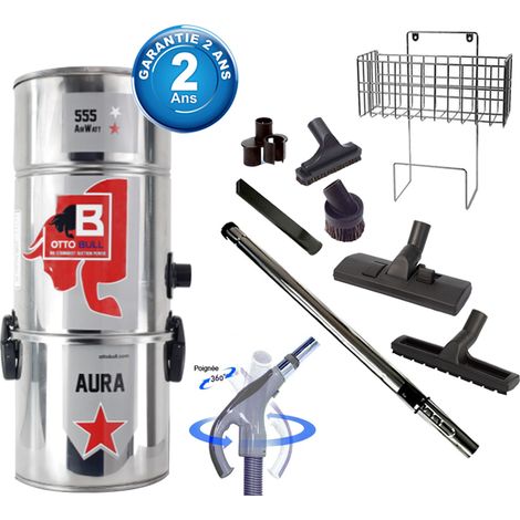 Aspiration centralisée avec sac OTTO BULL AURA 150 INOX (jusqu’à 150 m²), Garantie 2 ans + Set inter 9 M + 8 accessoires + 1 Kit de nettoyage micro offert (1/5)