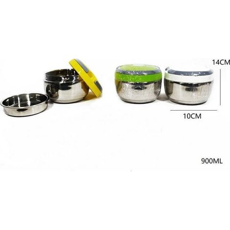 TrAdE Shop Traesio - Portavivande Ermetico 900ml Contenitore Inox Abs Contenitore Porta Pranzo -