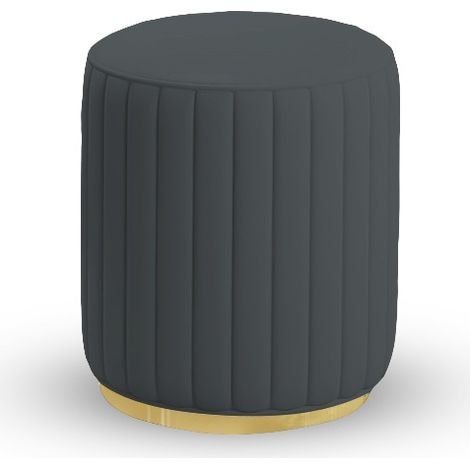 MEUBLER DESIGN Pouf Rond Métal Doré Vita - Polyuréthane Gris, Métal, Mousse polyéthylène, Rond, Style Art déco, 40 x 40 x 42 cm