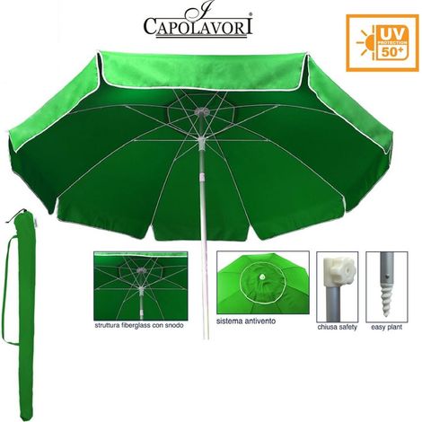 Ombrellone Mare Spiaggia Luxury Palo in Alluminio Maxi Verde 240 cm
