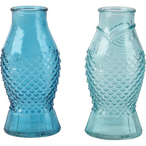 VASO FISH D.8,3X8,3X6,7XH17,8CM IN VETRO 2 COLORI.