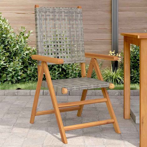 Chaises de jardin-Chaise de terrasse-Chaise d'extérieur lot de 2 gris bois massif d'acacia et rotin 161767 (1/5)