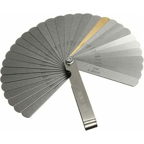 32-Blatt-Stahldickenmessgerät mit doppelter metrischer und imperialer Markierung, Messwerkzeug zur Messung von Durchgangsbreiten/Dicken. (1/5)