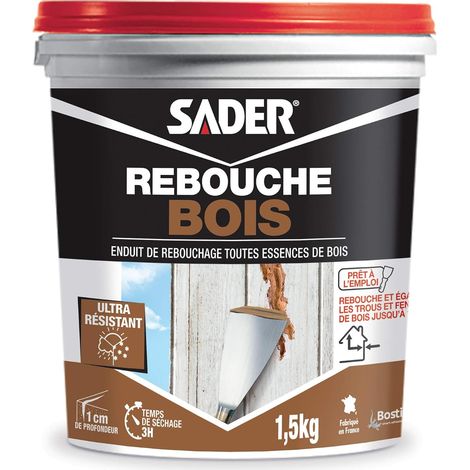 Rebouche Bois en Pâte - Enduit de Rebouchage Extérieur et Intérieur - Pour Combler Trous et Fissures Jusqu'à 1 cm - Pâte Sans Solvant - Couleur Bois - 1 Pot 1,5 kg (1/5)
