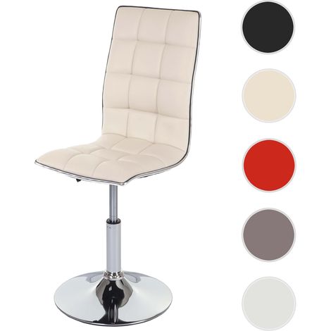 Chaise de salle à manger HWC-C41, chaise de cuisine, pivotante et réglable en hauteur, similicuir - noir (1/5)