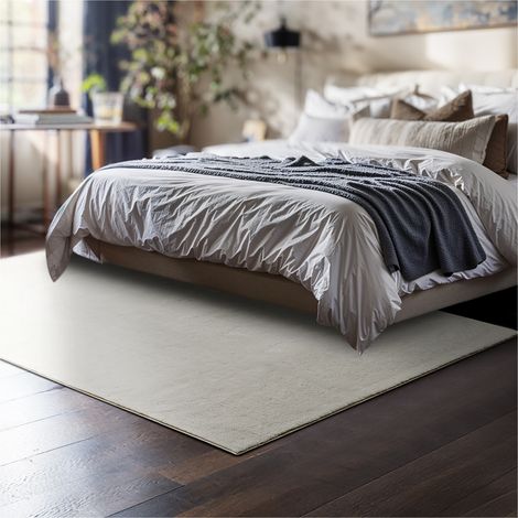 Tapis à poils ras doux hypoallergénique antidérapant 120cmx170 Crème
