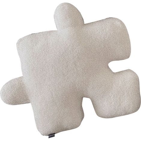 Coussin décoratif en peluche ultra douce, forme puzzle spéciale pour canapé, lit, fenêtre, décoration intérieure, blanc (1/5)