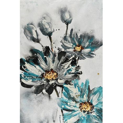 Tableau marguerites bleutées 80x120 cm