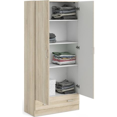 Armadio Multiuso 2 Ante Amylya, un Cassetto, 2 Ante, 35.7x170.4h cm Marrone Quercia