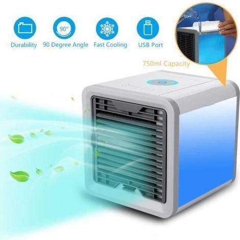 Mini ventilateur climatiseur portable (blanc) - Chu16672 - Blanc/Gris - Ultra-silencieux et économique-AquaForge