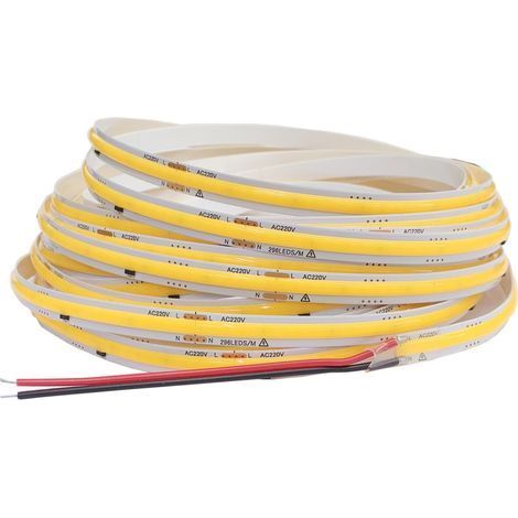 1 Bande LED COB 220V, Flexible, 296 LED, Blanc Chaud 4000K, Éclairage Linéaire Sans Pilote, Intérieur (1/5)