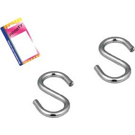 12BL GANCIO A "S" IN ACCIAIO ZINCATO IN BLISTER - mm.40, in bl.6 pz.