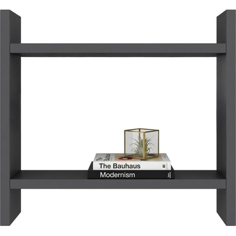 Mensola Morfasso, 2 Ripiani, Sfumatura Colore Struttura Antracite, 34x10x30h cm Nero Antracite