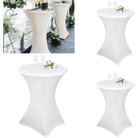 3 Stück Spandex-Stretch-Cocktail-Tischdecke, quadratisch, 80 x 110 cm, weiß, für hohen Tisch, runde Cocktail-Tischdecke für Hochzeit, Cocktail-Banketttisch (weiß)