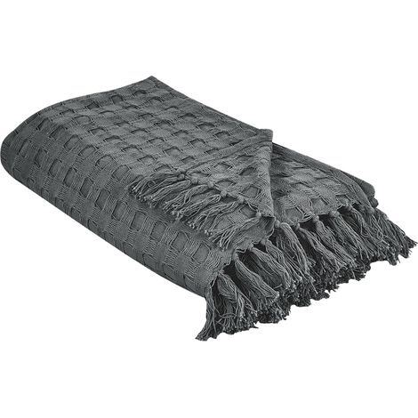 Bedspread BERE Cotton 150 x 200 cm Dark Grey