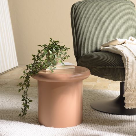 AGATHE - Table d'appoint ronde en bois peint marron D40cm (1/5)