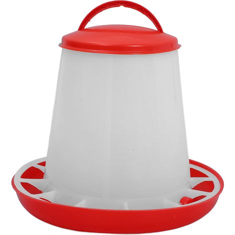 Mangeoire Automatique Capacité 1,5 Kg Poule Rouge en PP avec Couvercle Réduit Le Gaspillage de Remplissage, pour Poulets et Canards (1/5)