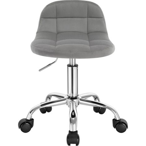 Silla de oficina giratoria con ruedas, terciopelo gris claro, altura ajustable (1/5)