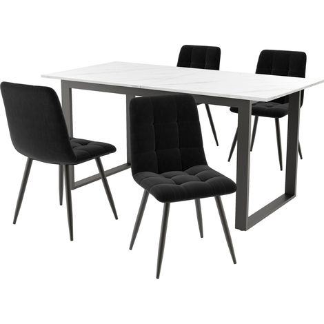 Ausziehbares Esstisch-Set 140/180 x 80 x 75 cm mit 4 Stühlen aus MDF (1/5)
