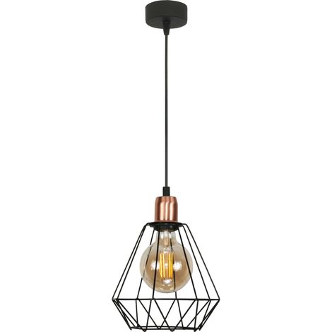 Lámpara de techo colgante industrial tipo loft, color negro, Taris 14-505