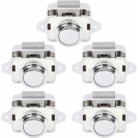 Bouton Poussoir Camping Car - Serrure Loquet Porte Fermeture Placard Bouton pour RV caravane de moteur 5 pièces Argent--TRIMEC (1/4)
