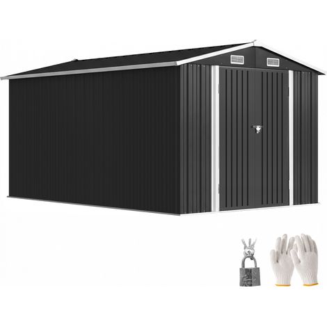 Outsunny 12 x 8 ft Garden Shed, Outdoor Storage Shed with 4 Vents Dark Grey (1/5)