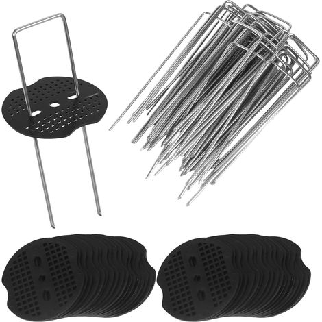 100 Pièces Piquet De Sol, 15x4cm, Acier Inoxydable, Plastique Noir, Pour Clôture, Bâche, Gazon Artificiel
