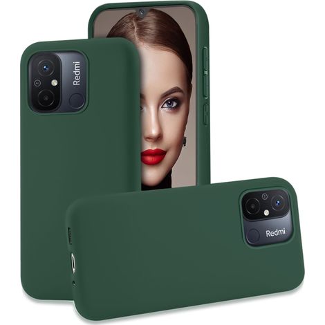 Funda para Xiaomi Redmi 12C/Redmi 11a, funda de silicona mate verde + cristal (1/5)