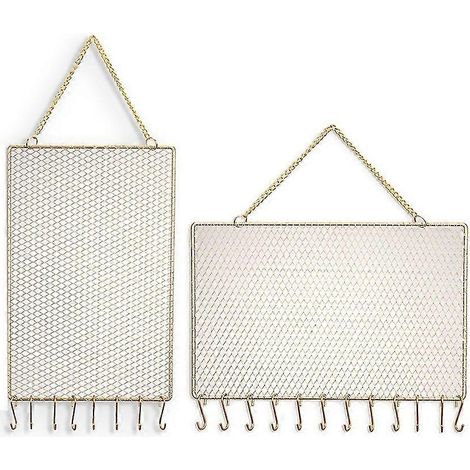 2pcs Murale Bijoux Organisateur Stud Porte-boucles d’oreilles Forme de grille de diamant décoratif avec crochets pour (1/5)